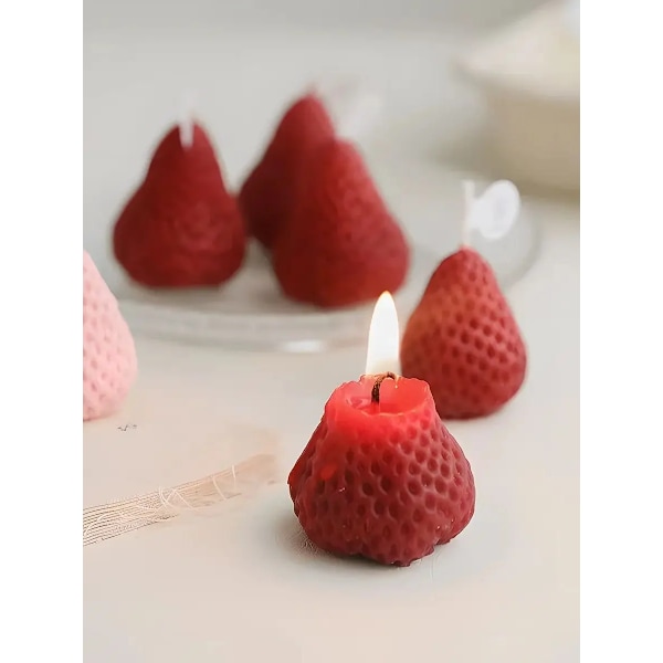 Jordgubbsformade mini aromaterapiljus och realistiska fruktdoftande aromaterapiljus är perfekta som trendiga fotorekvisita red 6 packs
