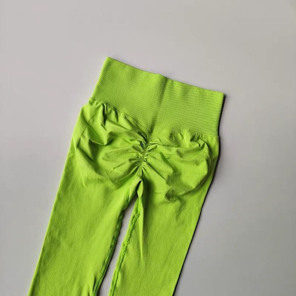 Sömlösa yogaleggings för dam, träningsbyxor, träningsleggings, sportleggings med låg midja Lime Green S