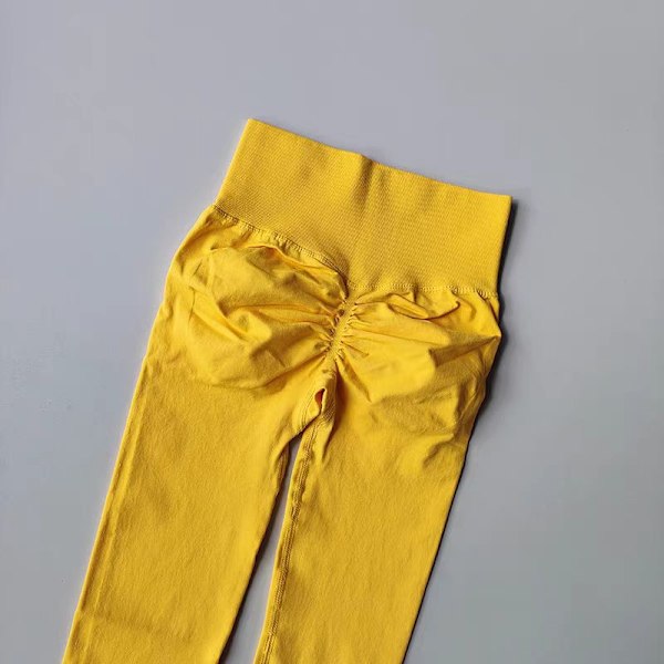 Sömlösa yogaleggings för dam, träningsbyxor, träningsleggings, sportleggings med låg midja Wheat Yellow S