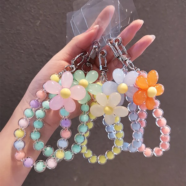 Mobiltelefon anti-förlorad snodd, kort nyckelarmband, färgglatt macaron runt pärlhänge, handhållen kedja för kvinnor, mobiltelefonsnodd Style 7