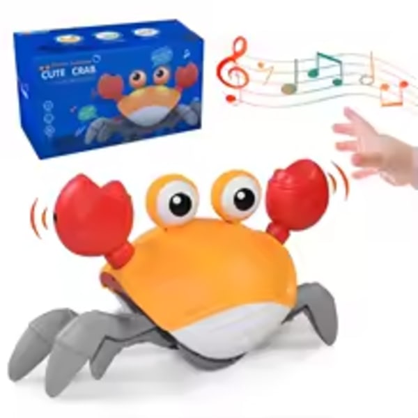 Sensusleksaker för barn, krabbor, bläckfiskar, krypande leksaker, elektroniska leksaker, husdjur, musik, utbildning, julklappar Orange crab