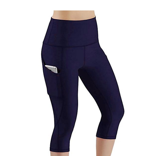 Fickhöga leggings med hög midja, träningsbyxor, löparkläder för kvinnor, snabbtorkande sportkläder, fitness- och yogabyxor, 2025 nya serien navy blue XXL
