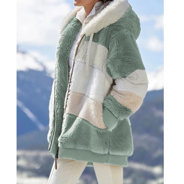 Kvinnlig kashmirhuvtröja, dragkedjekappa, spliced ​​optisk, sydd rutig jumpsuit, vintermode 2025 Military Green XL