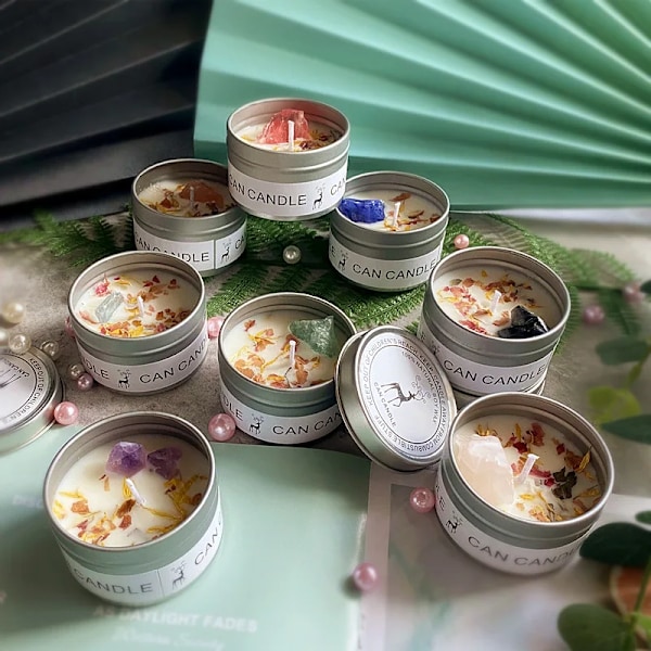 Rökfritt Aromaterapi Sojavaxljus Heminredning, Används Efter Aromaterapi, Kristallsalt, Stenblomma silvery Vanilla