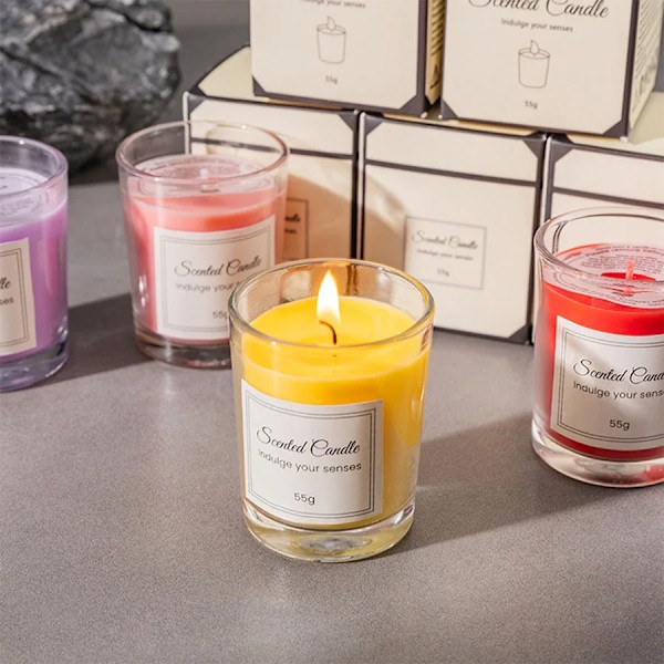 Glas Aromaterapiljus, Premium Presentförpackning, Handgjort, Rökfritt Sojavax, Kreativt Aromaterapiljus, Kompisgåva camellia flower