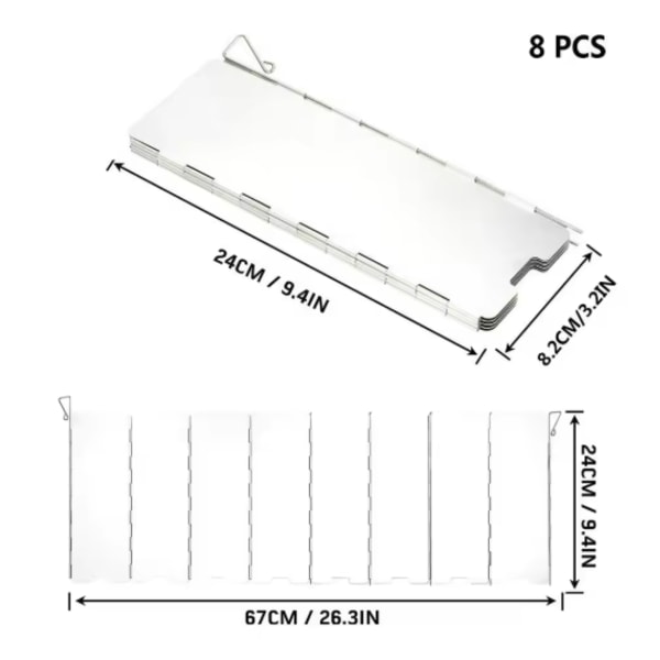 Gasspis Vindskydd Utomhus Camping Picknick Kök Brännare Aluminiumlegering Vindskydd 8 pieces