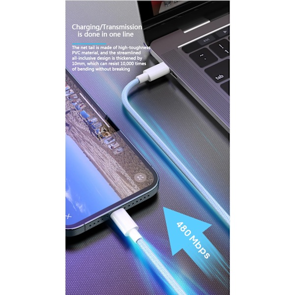 20W USB-C PD-kabel för iPhone 14 13 12 11 Pro Max Xs 8 Plus iPad 3A Datakabel för iPhone Typ-C Datakabel rosa 2M