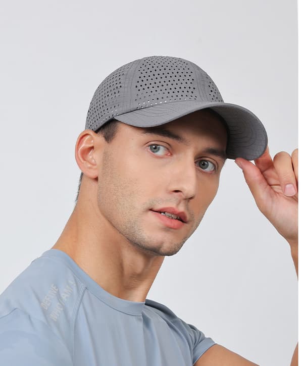 Åndbare baseballkasketter til mænd og kvinder - Hurtigtørrende, foldbar solhat til tennis, golf, løb - Justerbar deep grey adjustable