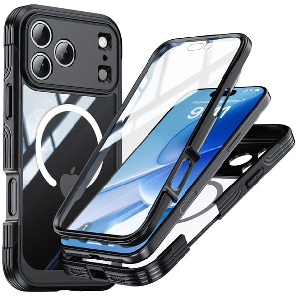 Solid skall oransje for iPhone 17 Pro Max Air - Full beskyttelse med magnetisk design Black iphone 17 pro