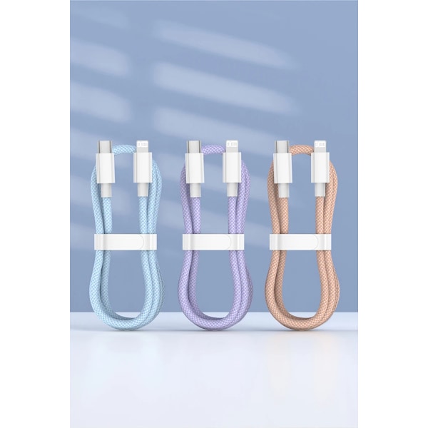 20W USB-C PD-kabel för iPhone 14 13 12 11 Pro Max Xs 8 Plus iPad 3A Datakabel för iPhone Typ-C Datakabel rosa 2M