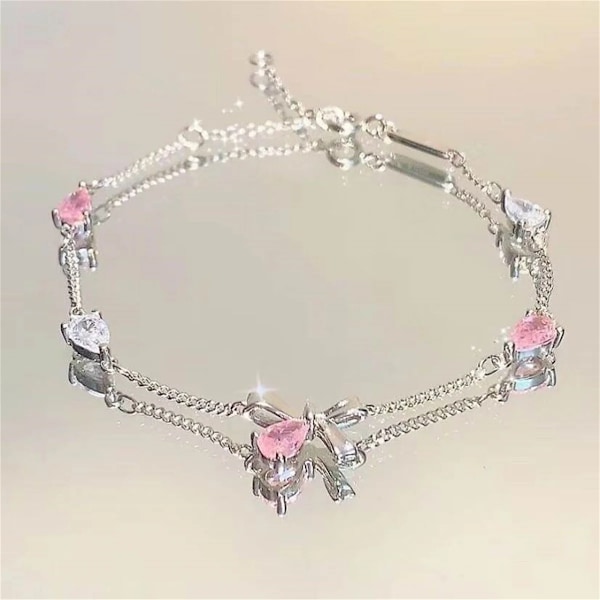 Glittrande rosa kristall körsbärsblom armband, lämpligt för kvinnor och flickor, mjuk månbåge, zirkonblomma Style 3
