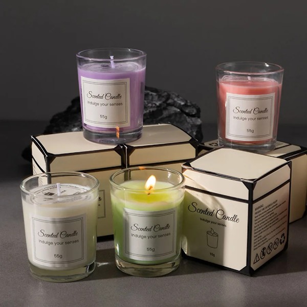 Glas Aromaterapiljus, Premium Presentförpackning, Handgjort, Rökfritt Sojavax, Kreativt Aromaterapiljus, Kompisgåva lemon