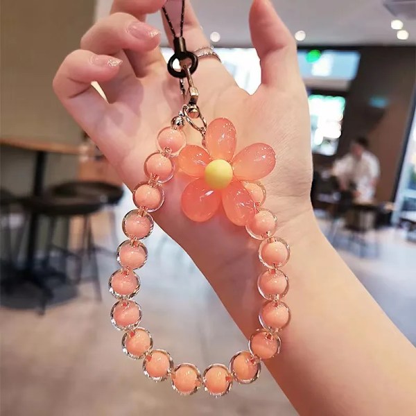 Mobiltelefon anti-förlorad snodd, kort nyckelarmband, färgglatt macaron runt pärlhänge, handhållen kedja för kvinnor, mobiltelefonsnodd Style 7
