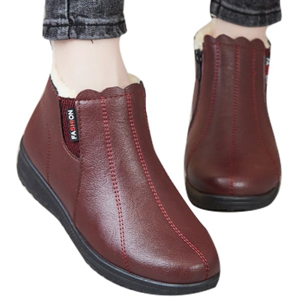 Dam Bootie Plyschfodrade Vintervarma Skor Casual Comfort Skor claret 37