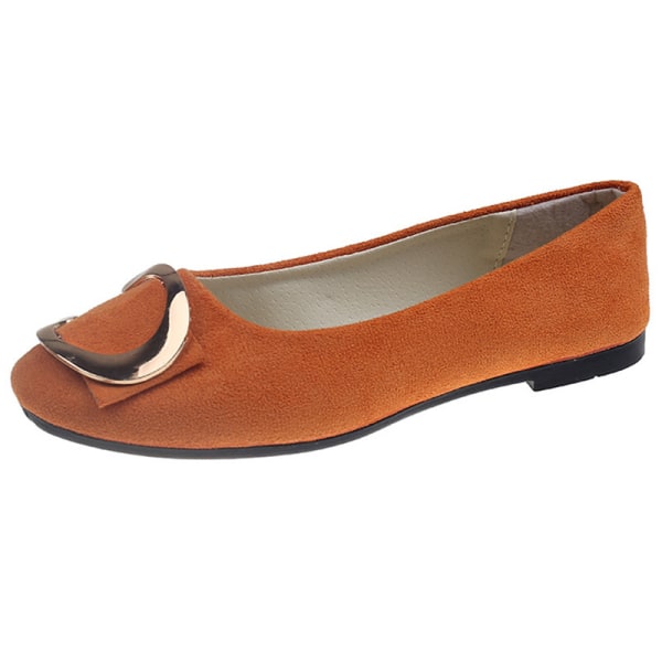 Rund tå for kvinner Uformelle sko Flats Slip On Street Work Walk Orange 38