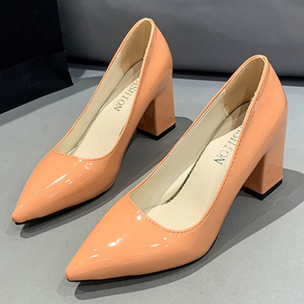 Dam Anti-Slip spetsad klänning Skor Casual Fashion Klackar Orange-2 38