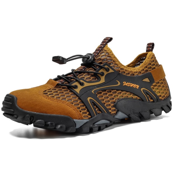Halkfria och snabbtorkande mesh -upstream-skor för män för män Brown,46