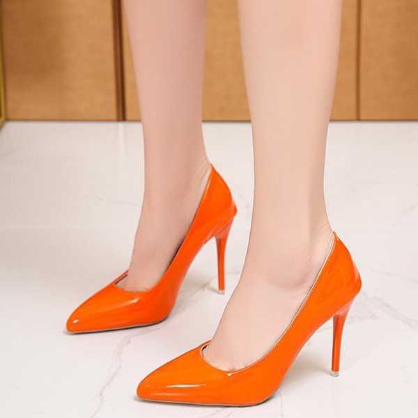 Dame anti-slip spidstå kjole sko Letvægts sexet pumpe Orange 38