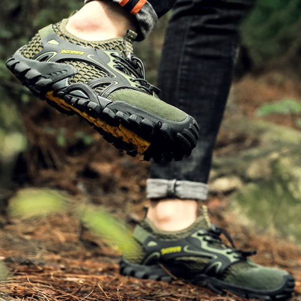 Halkfria och snabbtorkande mesh -upstream-skor för män för män Army Green,49