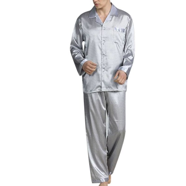 Herr Pyjamas Set T-shirt Lounge Bottoms Byxor Nattkläder kostym Pjs Gray L