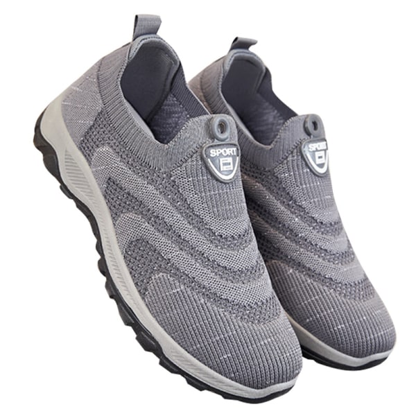 Lätta Stretch Sock Sneakers för män Casual Sneaker med rund tå grå 40