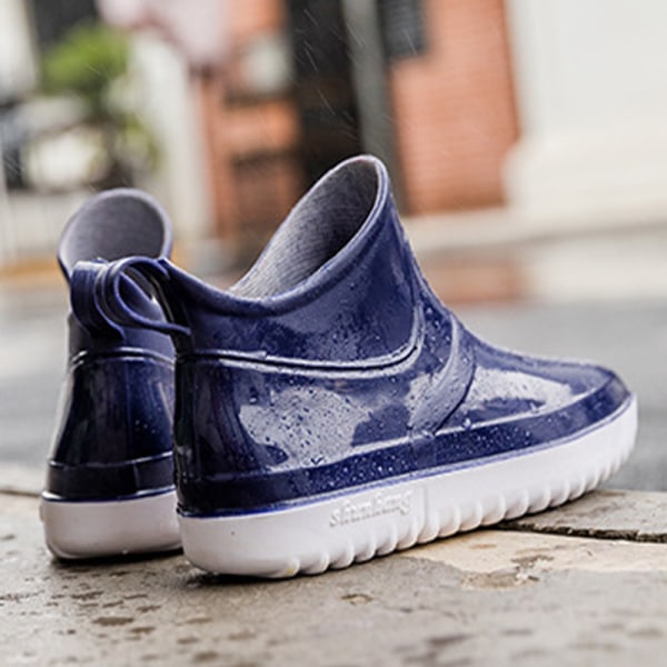 Vattentäta skor med rund tå för män och kvinnor, halkfria regnstövlar Blue 38