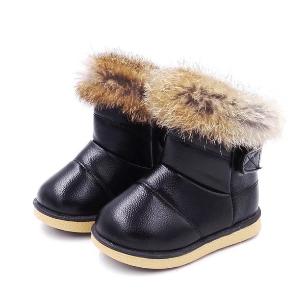 Vinter Flickor Barn Snö Mjuk Boot Päls Varm Ankel Casual Black 30