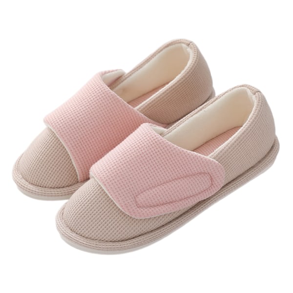 Kvinnors mjuksulor tofflor väska-klack hemmaskor platt golv skor Beige-pink 38-39