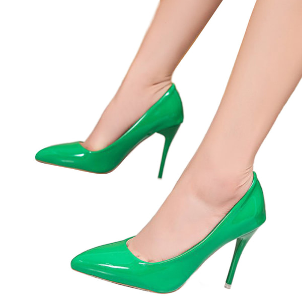 Dame anti-slip spidstå kjole sko Letvægts sexet pumpe Grön 37