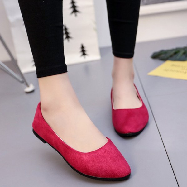 Kvinder Ballet Flats Shoe Casual Comfort Slip On spidstå arbejde Plum Red 38