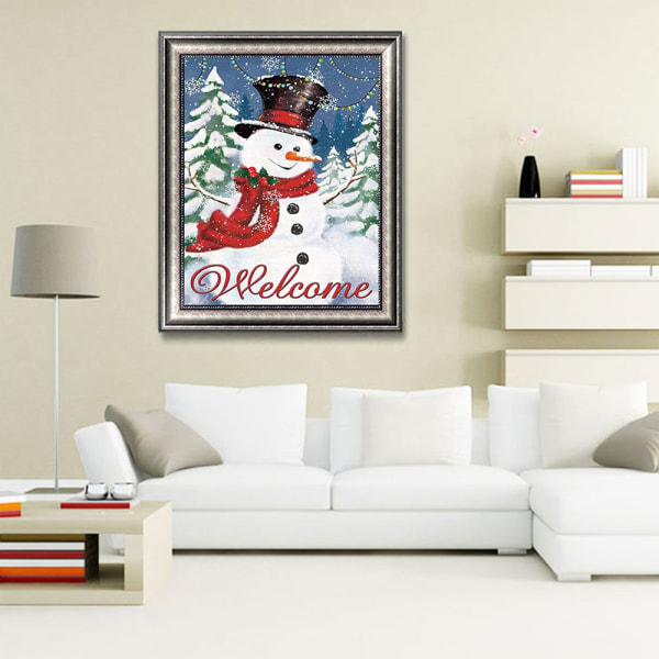 Diamantmaleri julekorsstingssæt Dekorationsgave til hjemmet 6# Snowman 30x40cm