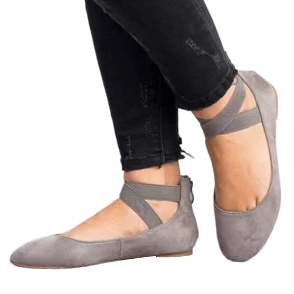 Naisten tasaiset mukavat casual kengät, joissa on print Mary Jane grå 35