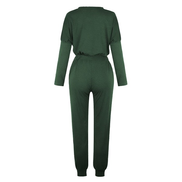 Naisten set pitkähihaiset topit+housut, housut, kotivaatteet Dark Green,XXL
