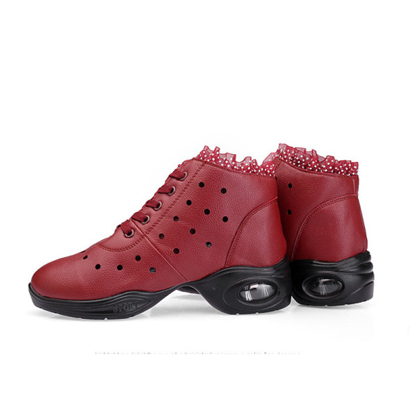 Dam Komfort Jazz Skor Athletic Non Slip Shoe Dancing Sneaker Röd-1 37