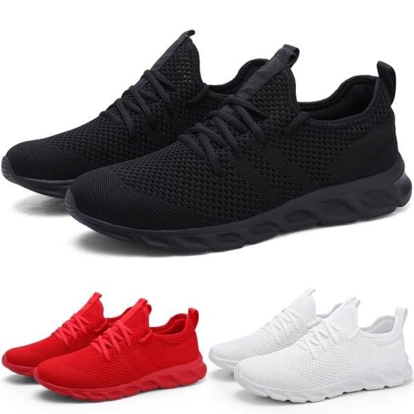 Unisex Solid Color Mesh Sneakers Bekväma Sneakers med mjuk sula Röd 40