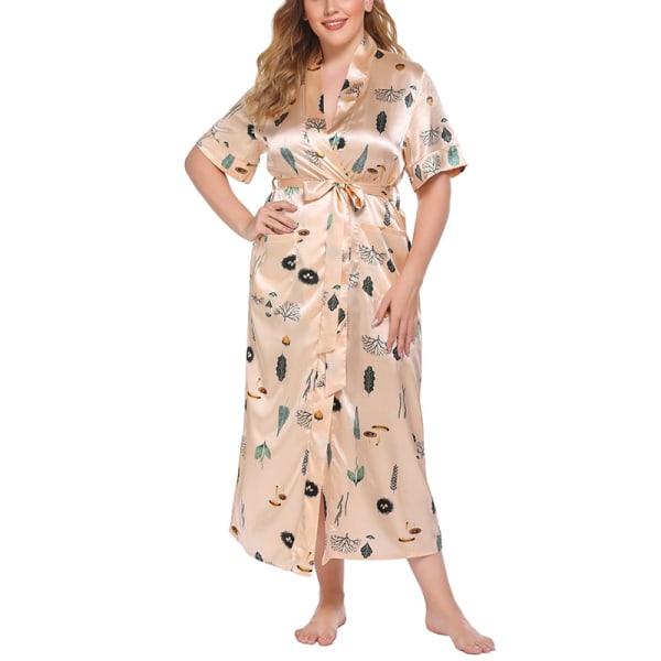 Kvinders morgenkåbe natkjole hjemmetøj Nattøj Pyjamas apricot,2XL