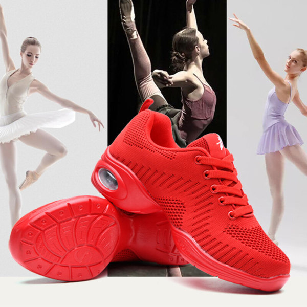 Naisten nauhalliset Jazz-kengät Dancing Sport Fitness pehmeäpohjaiset tennarit Red 38