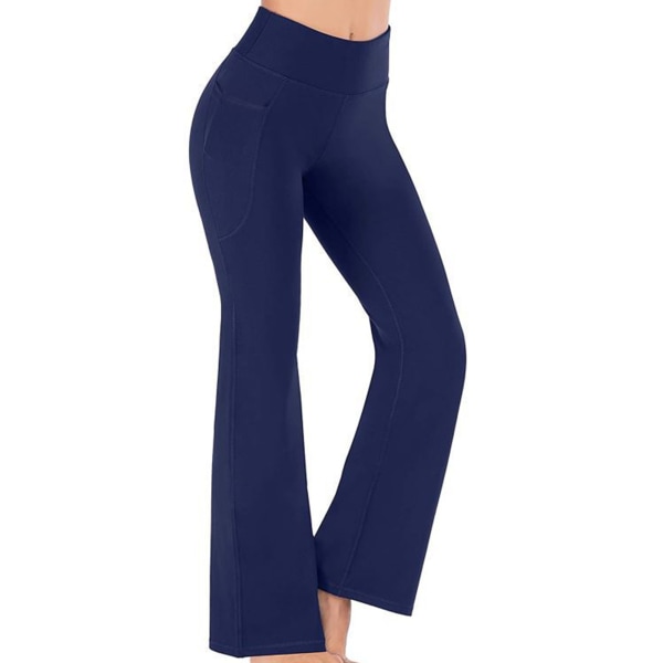 Yogabukser til kvinder Løse elastiske højtaljede bukserlommer Navy,XL