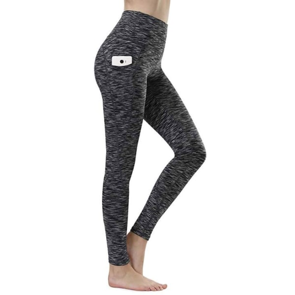 Naisten korkeavyötäröiset tasku Stretch Fitness -leggingsit joogahousut Gray,S