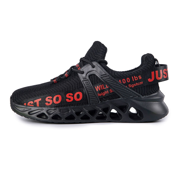 Unisex Athletic Sneakers Sports Løbetræner åndbare sko Black Red,47