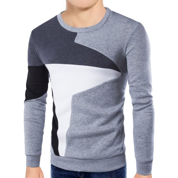Långärmad Slim Fit Top Casual T-shirt Pullover Sweatshirt för män Ljusgrå XL