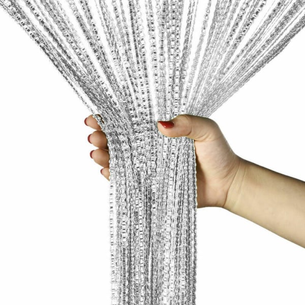 Glitter String Verhot Tupsu huoneenjakaja paneelit White,100x200cm