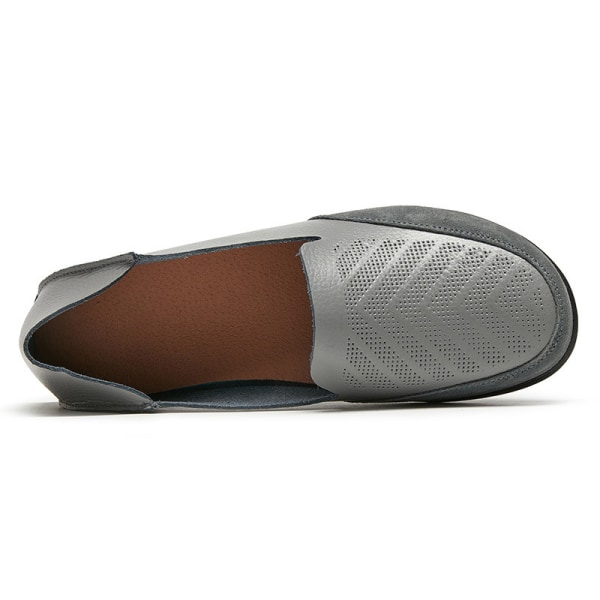 Dam Loafers Slip On Flats Halkfri Walking Comfort Casual Shoe grå 35