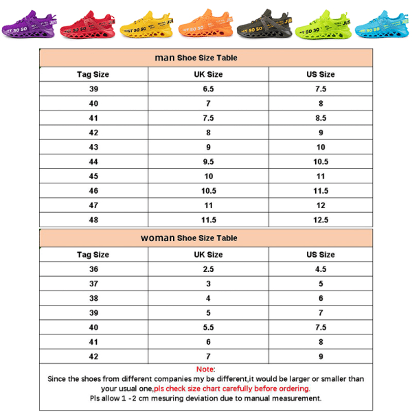 Unisex Athletic Sneakers Sports Løbetræner åndbare sko Orange,40