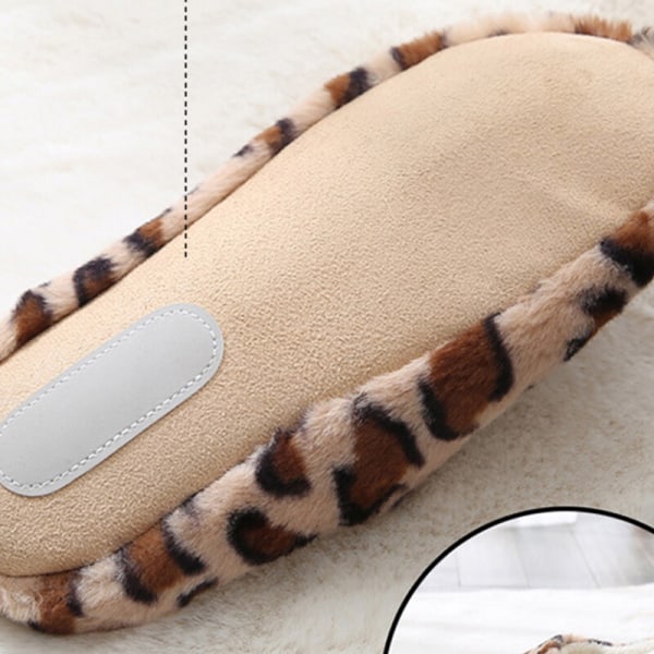 Unisex Leopard Print Plys Home Shoe Closed Toe Clog Slipper Leopardtryck brunt 38-39