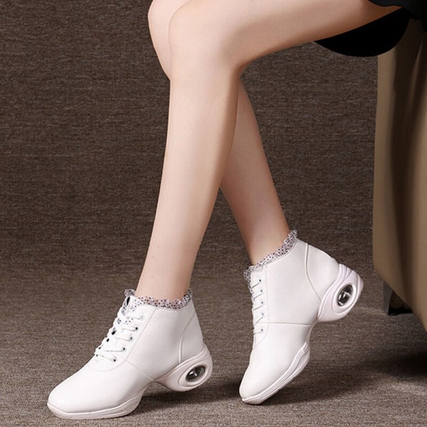 Komfort jazzsko til kvinder atletisk skridsikker sko dansesneaker Vit-2 35