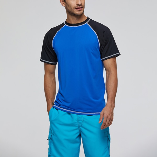 Kortærmet skjorte til mænd Dykning Surfing Badetøj UV-beskyttelse Top Blue,M