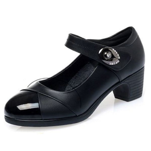 Dame Latin Mary Jane Dance Pumps Mother Shoes Soft Sole Ball Black 40