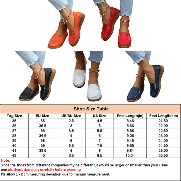 Lättviktiga Loafers för kvinnor Slip On Flats Bekväma låga platta skor Vit 36