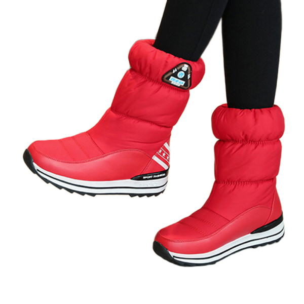 Kids Snow Boots High Tube Sula Anti-Slip Varm Vinter Vattentät Röd 31